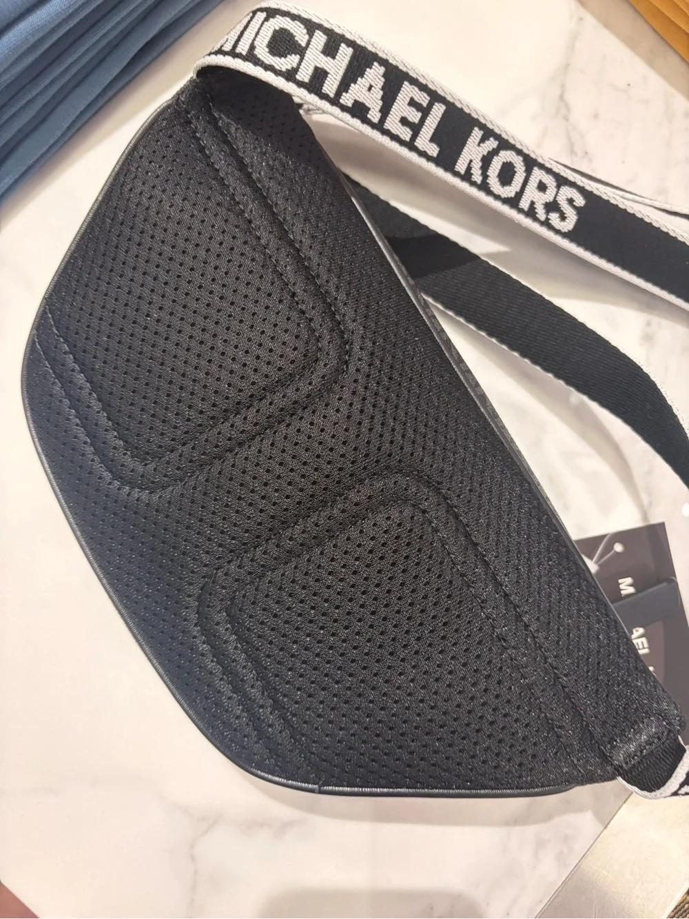 Michael Kors Black MK Logo Belt Bag with Branded Web Strap unisex new